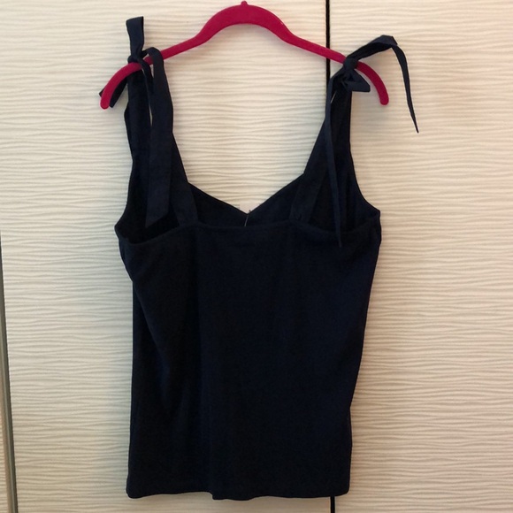 NWT LOFT navy blue ribbed tank top with adjustable, tying straps. - Picture 4 of 5